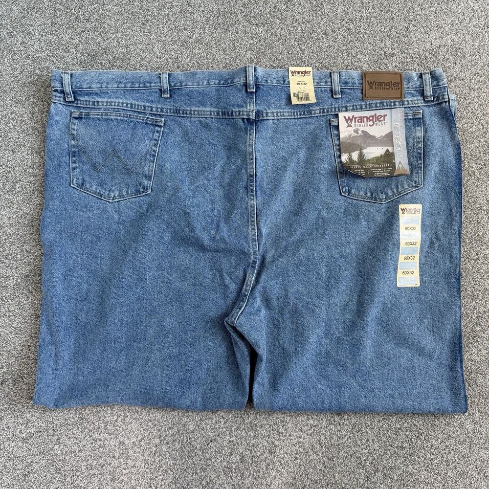 Wrangler Rugged Wear Classic Fit Jeans Blue Denim Mens Size 60x32 NEW